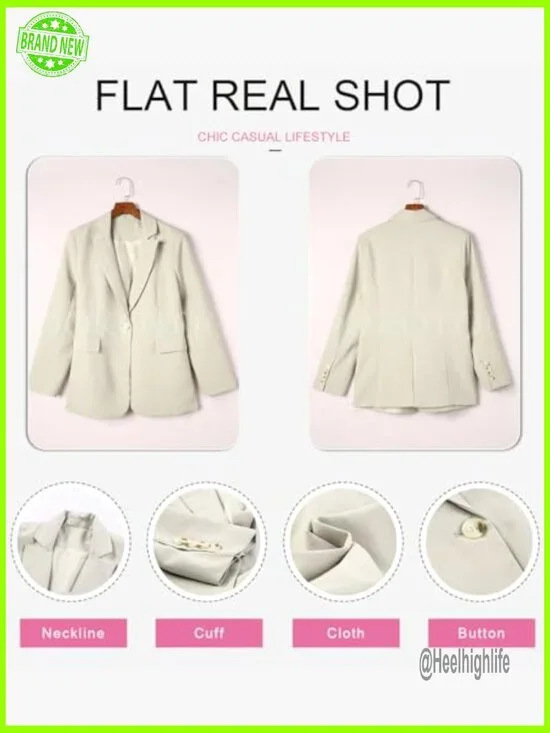 Lightweight Polyester Blazer with Notched Lapel Collar for Business Casual - Picture 5 of 7